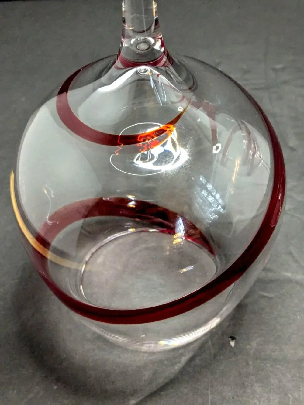 Pier 1 Red Swirline Balloon Wine Glasses Set Of 2 8.5